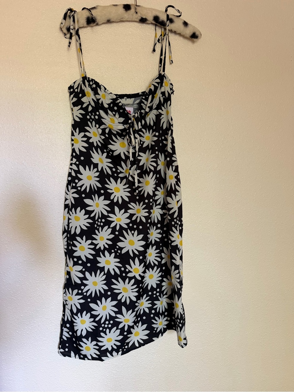 Solid & Striped Daisy Floral Midi Dress – Black & White Spaghetti Strap – Size M